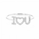 I love you inscripition ring pave set in 18 K gold