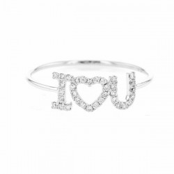 I love you inscripition ring pave set in 18 K gold