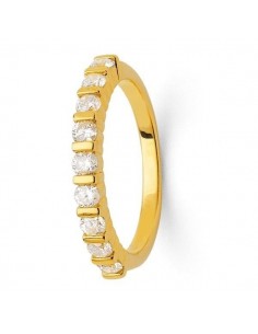 Diamond wedding ring in yellow gold - 18 K gold: 3.40 Gr