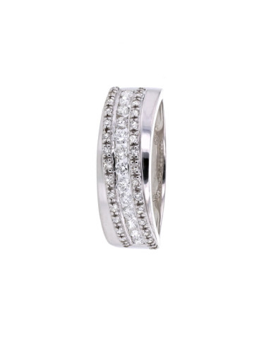 Bague diamants sertis rails et grains