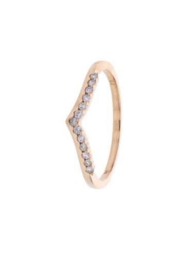 Wishbone shaped diamond wedding ring in 18 K gold