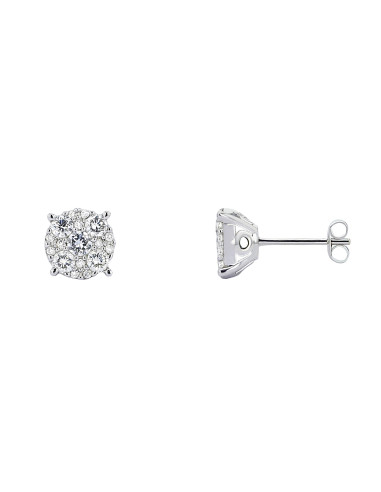 Multi-stone diamond cluster earrings in 18 K gold