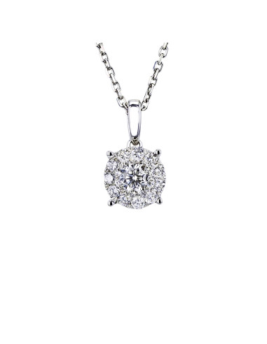 Illusion diamond cluster solitaire pendant in 18 K gold