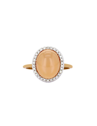 Bague pierre de discount lune or rose