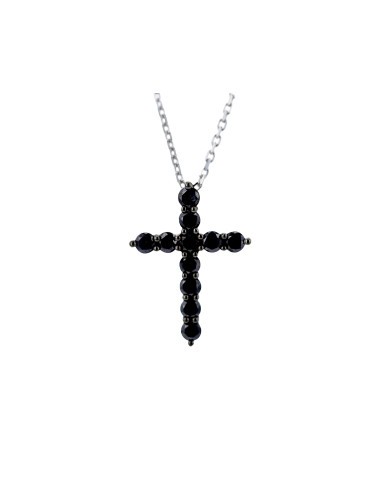 Pendentif croix diamant noir 0,75 ct
