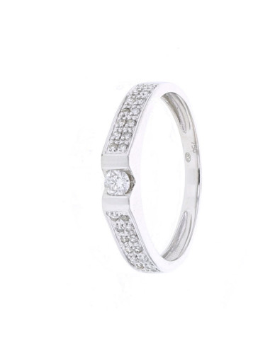 Bague solitaire diamant accompagné  en or blanc