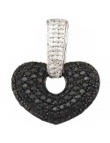 Beautiful all pave set black and white diamond heart pendant in silver 925/1000
