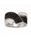 Black and white diamond ring in silver 925/1000