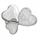 Hearts shape pave set diamonds rings in silver 925/1000
