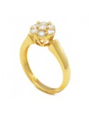Multi-pierre cluster diamond engagement ring in 18 K gold