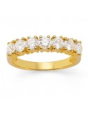 Claw set diamond wedding ring in 18 K gold