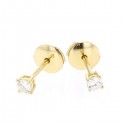 Diamond solitaire diamond studs, claw setting in 18 K gold
