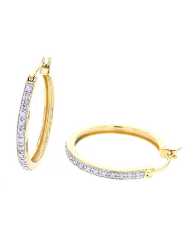 Classic pave set diamond hoops in 18 K gold