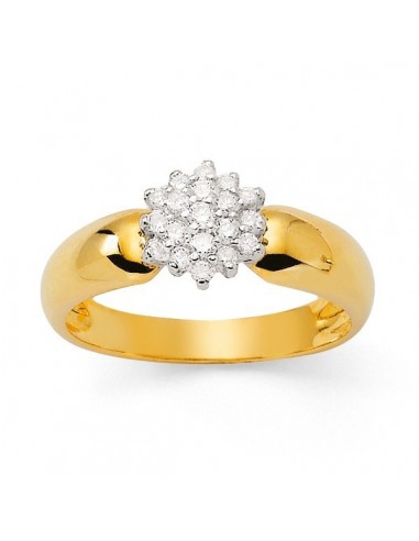 Diamond cluster two-colour ring in 18 K gold